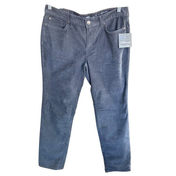 Eddie Bauer Pants Women's Boyfriend Micro Corduroy Sz 8 Gray 32" L Relaxed - Picture 1 of 12